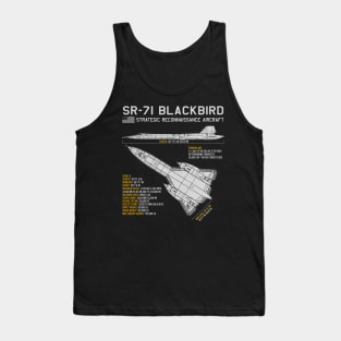 SR-71 Blackbird Blueprint US Aircraft Plane Airplane Tank Top